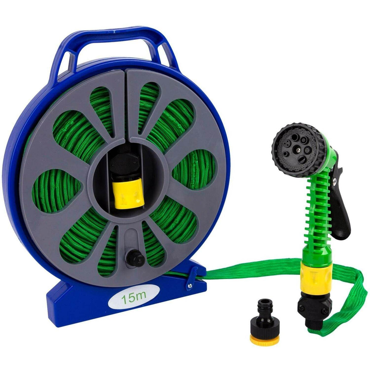 Flat garden hose with spray gun